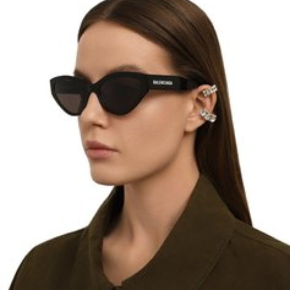 NEW BB0306S 001 BALENCIAGA BLACK CAT EYE WOMEN BALENCIAGA SUNGLASSES - Picture 1 of 12